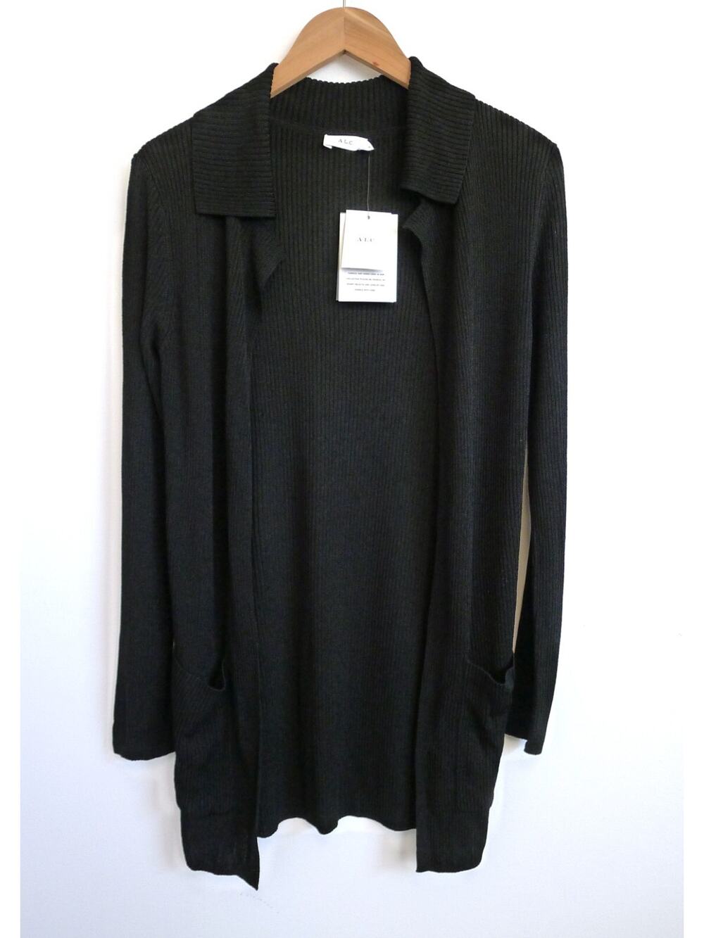 A.L.C. Rib Knit Italian Yarn Pocket Long Cardigan Sweater Jacket SAKS S NWT $395